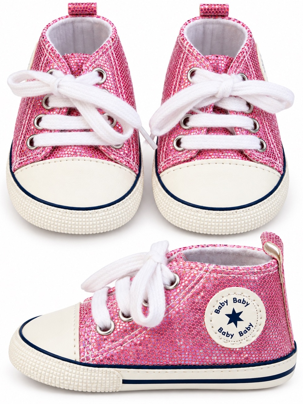 Kids Pink Sequin High-Top Sneakers for Toddlers